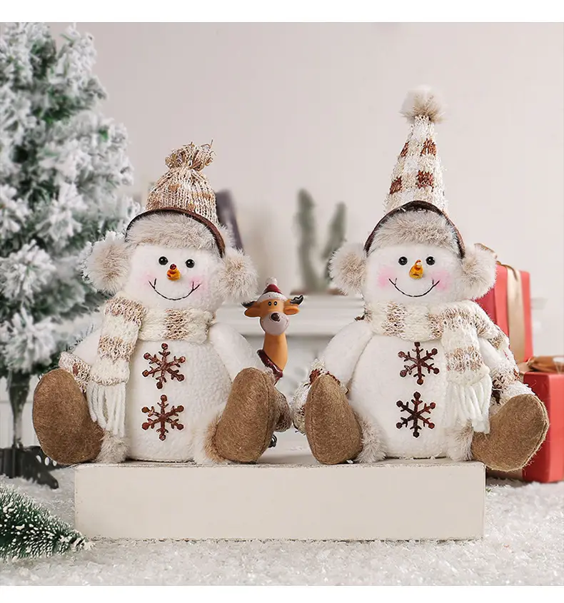 Christmas Snowman Dolls New Warm Brown Knitted Living Room Decor — feature 8