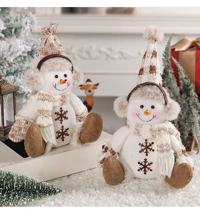 Christmas Snowman Dolls New Warm Brown Knitted Living Room Decor — feature 9