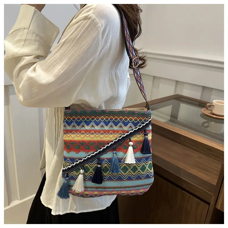 Large Capacity Ethnic Woven Shoulder Bag for Women — feature 19