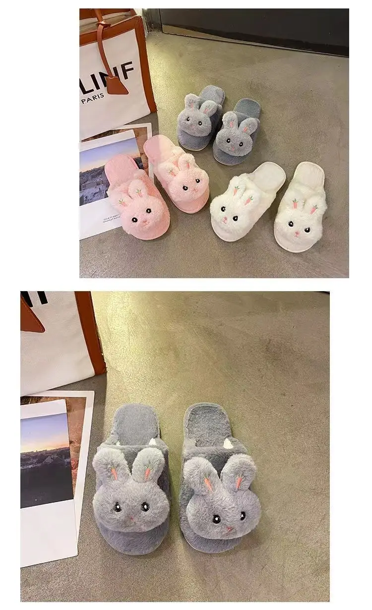Winter Plush Rabbit Slippers for Women Soft Cotton Indoor — feature 19