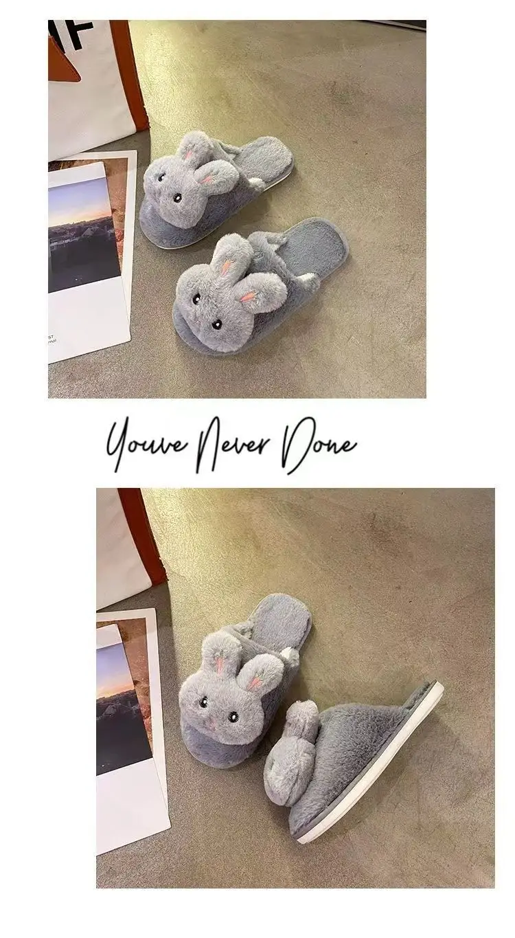 Winter Plush Rabbit Slippers for Women Soft Cotton Indoor — feature 20