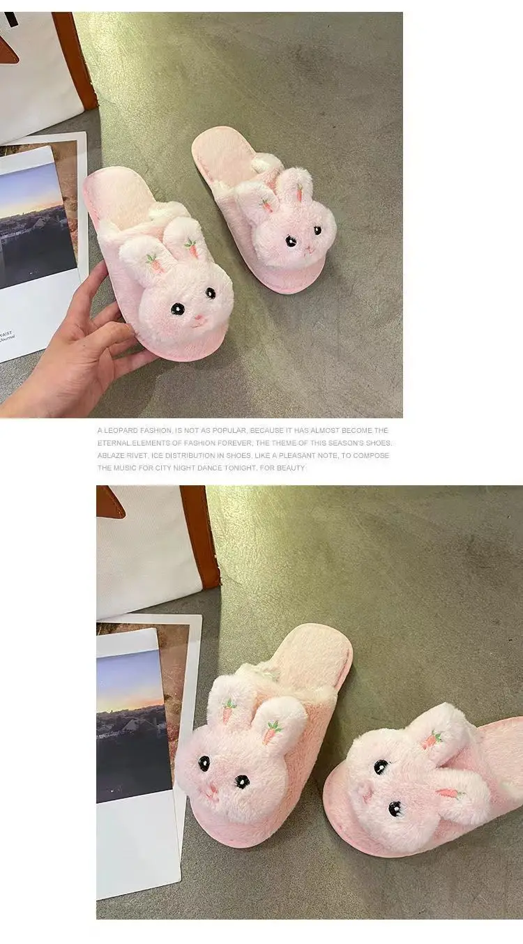 Winter Plush Rabbit Slippers for Women Soft Cotton Indoor — feature 21