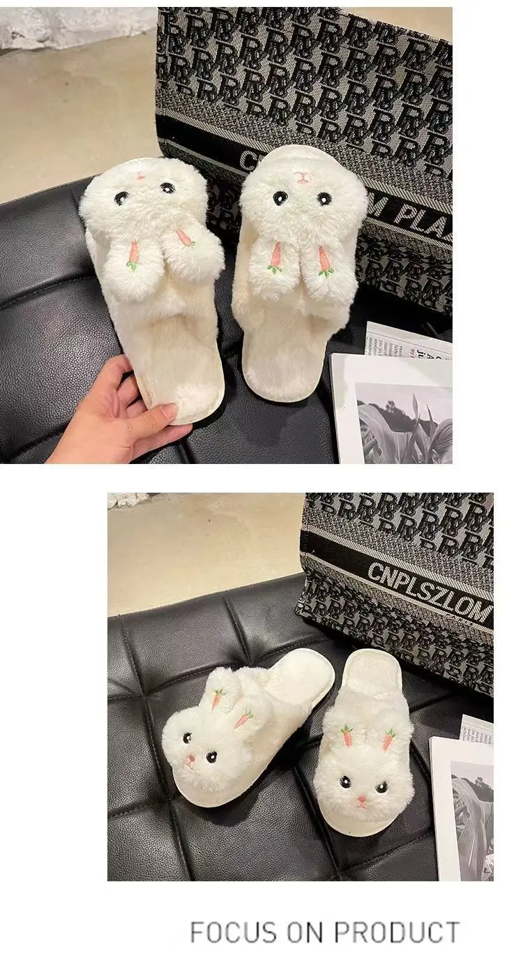 Winter Plush Rabbit Slippers for Women Soft Cotton Indoor — feature 22