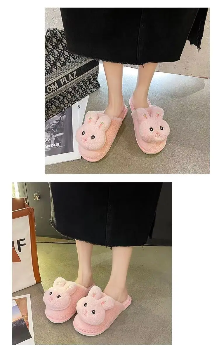 Winter Plush Rabbit Slippers for Women Soft Cotton Indoor — feature 23