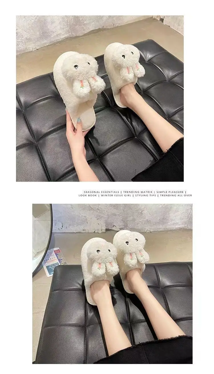 Winter Plush Rabbit Slippers for Women Soft Cotton Indoor — feature 28