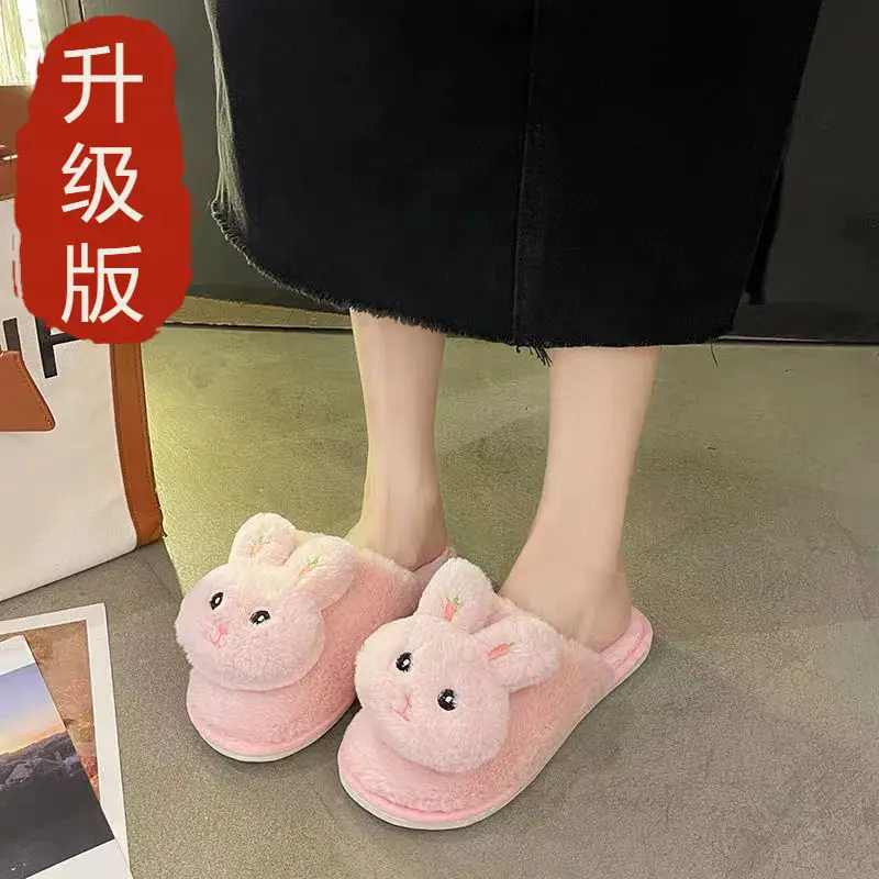Winter Plush Rabbit Slippers for Women Soft Cotton Indoor - Image 3