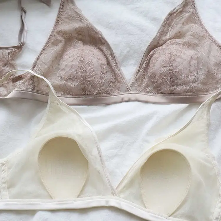 Sexy lingerie lace small bra thin French rabbit ears summer seamless girl triangle cup live cross-border