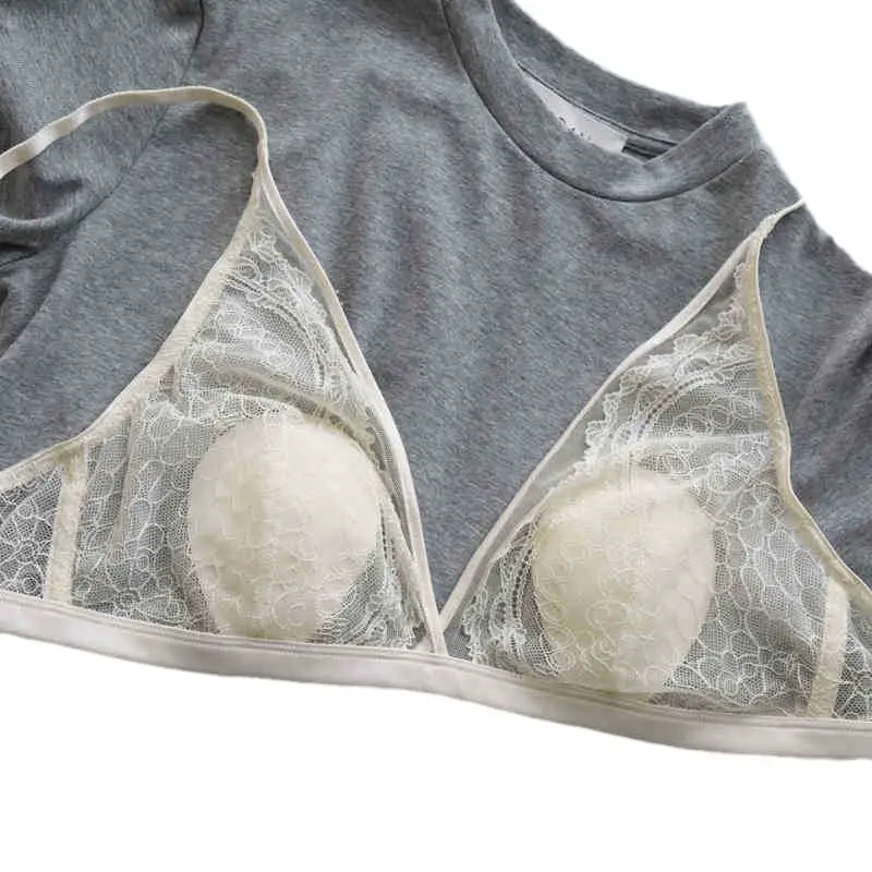 Sexy lingerie lace small bra thin French rabbit ears summer seamless girl triangle cup live cross-border