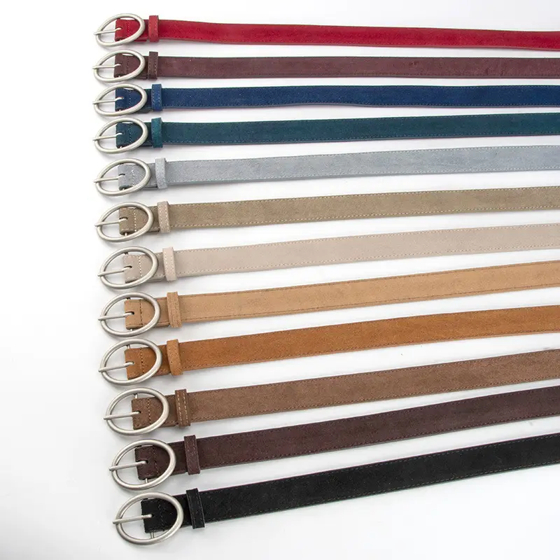 Women's Frosted Genuine Leather Belt Red - Image 14