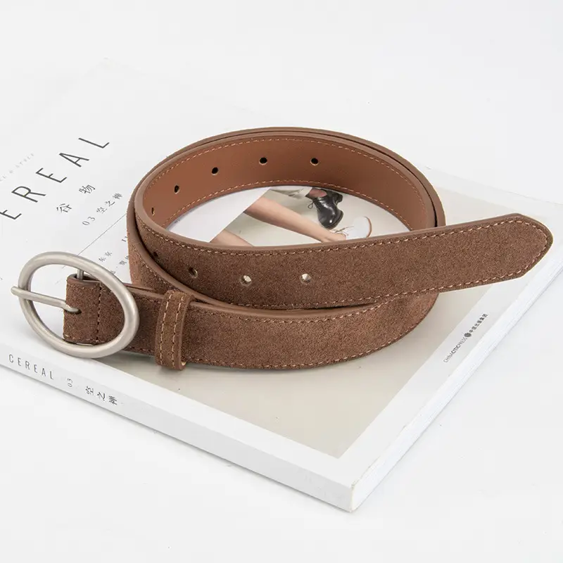 Women's Frosted Genuine Leather Belt Red - Image 15