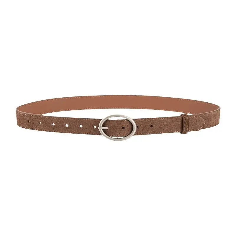 Women's Frosted Genuine Leather Belt Red - Image 17