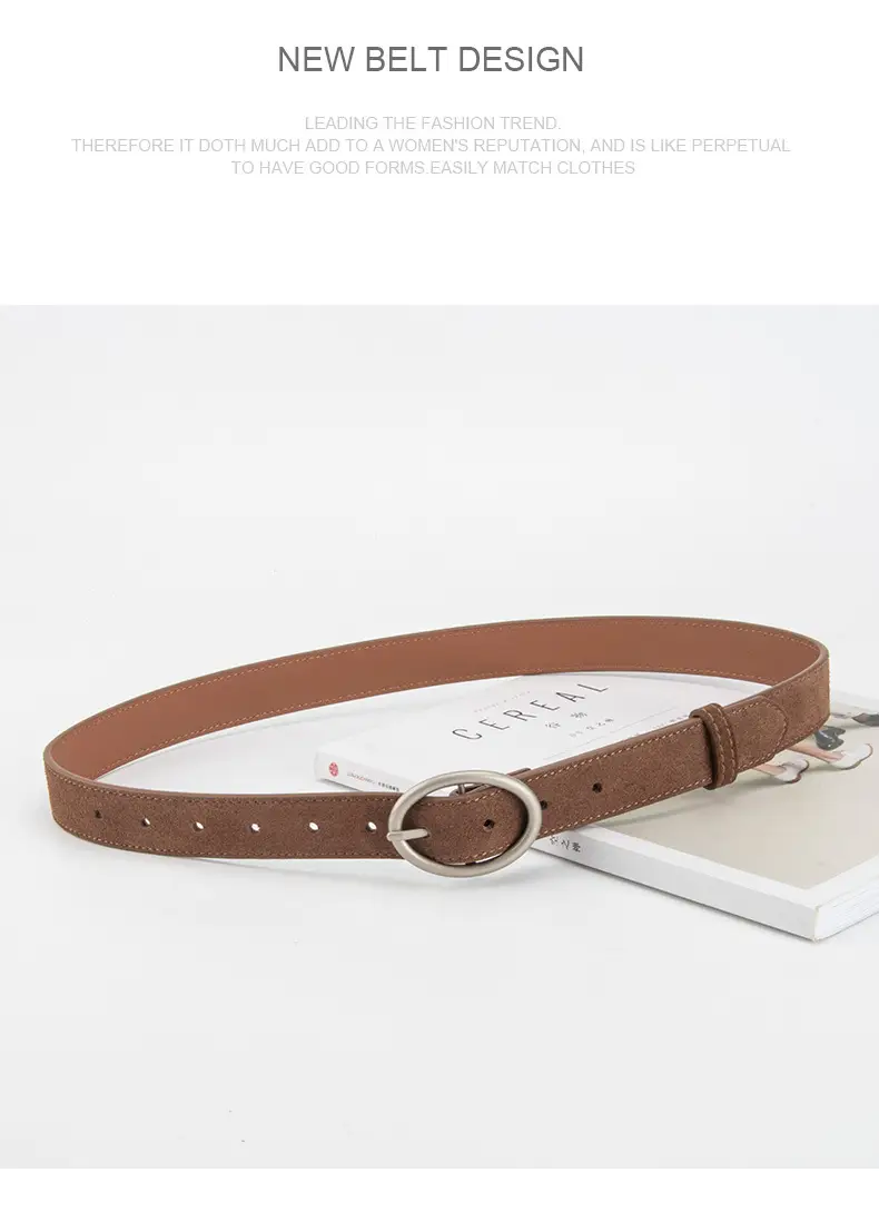 Women's Frosted Genuine Leather Belt Red — feature 10