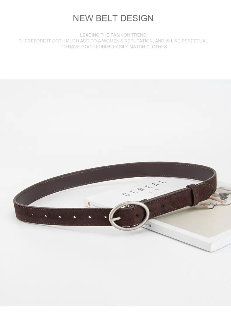 Women's Frosted Genuine Leather Belt Red — feature 11