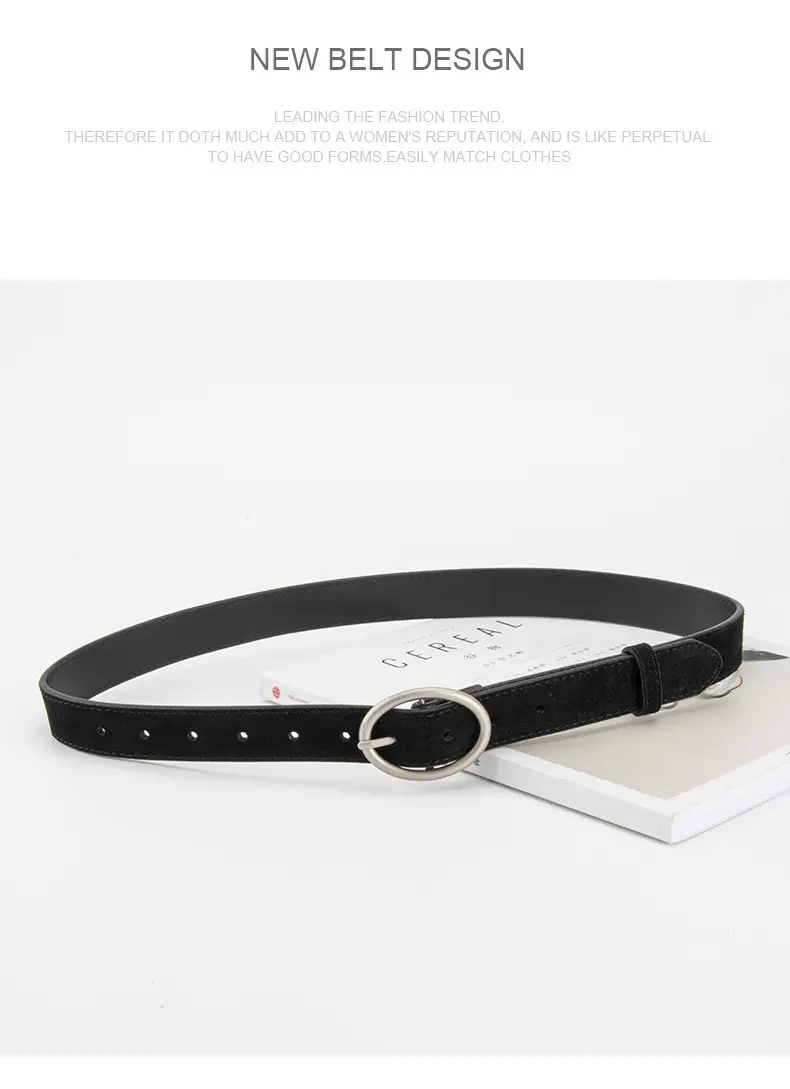 Women's Frosted Genuine Leather Belt Red — feature 12