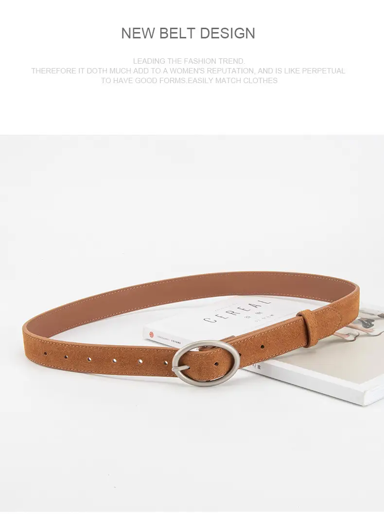 Women's Frosted Genuine Leather Belt Red — feature 13