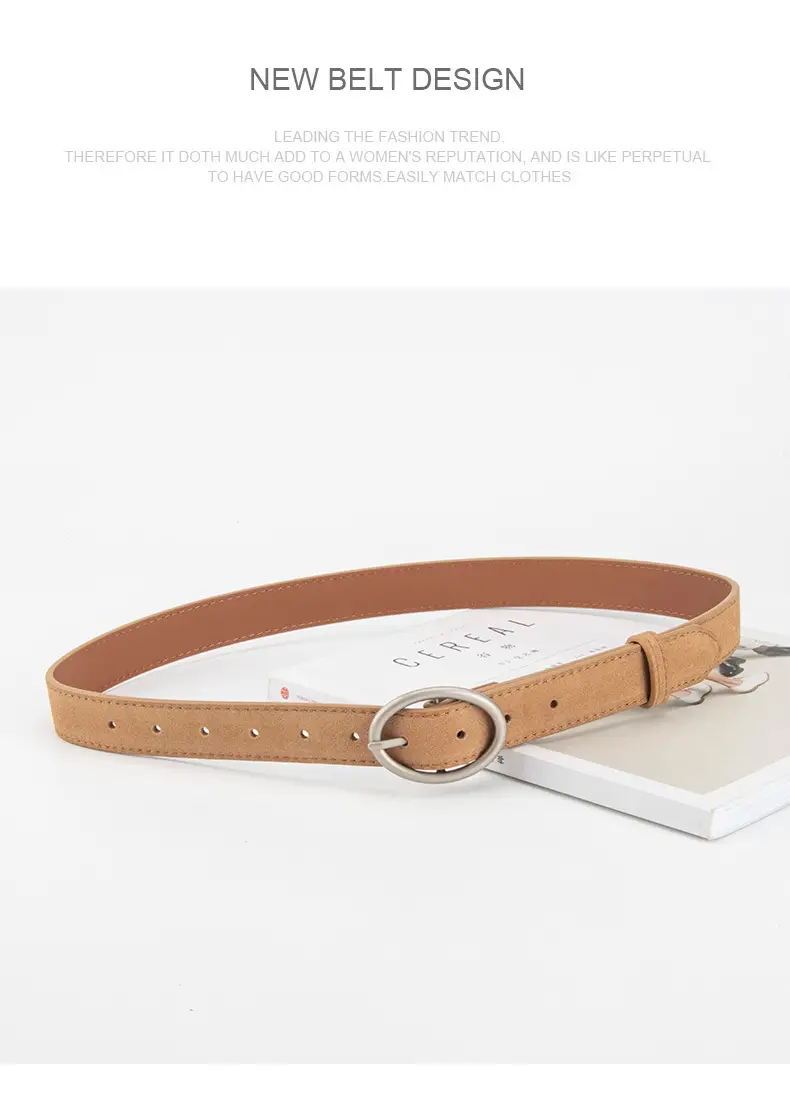 Women's Frosted Genuine Leather Belt Red — feature 14