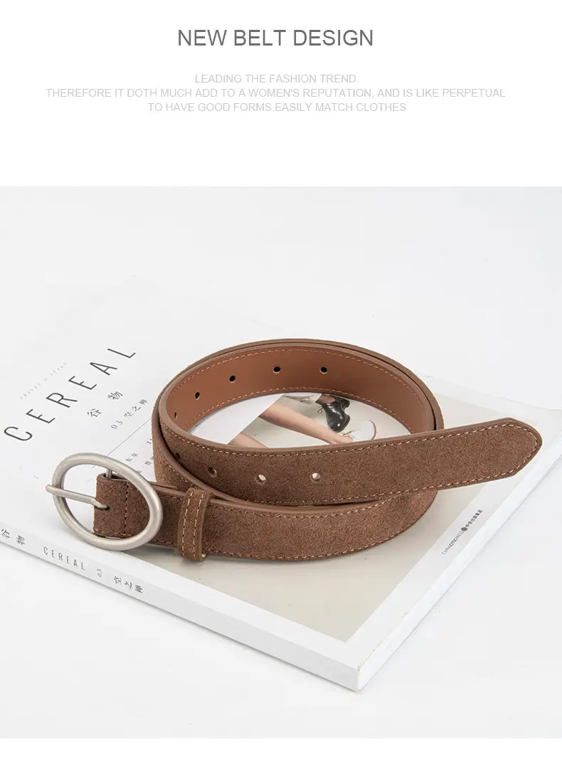 Women's Frosted Genuine Leather Belt Red — feature 15