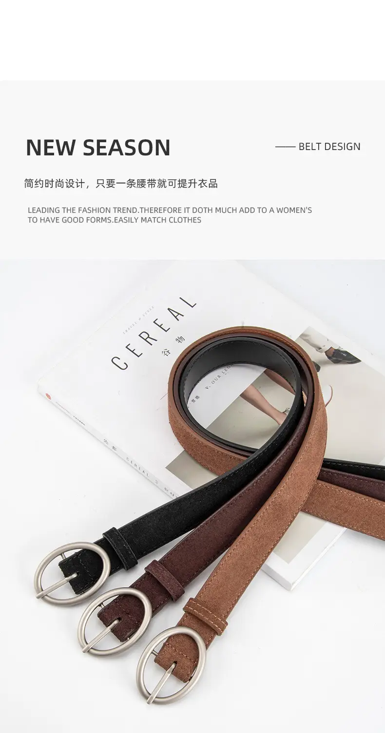 Women's Frosted Genuine Leather Belt Red — feature 4