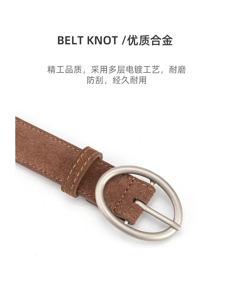 Women's Frosted Genuine Leather Belt Red — feature 6