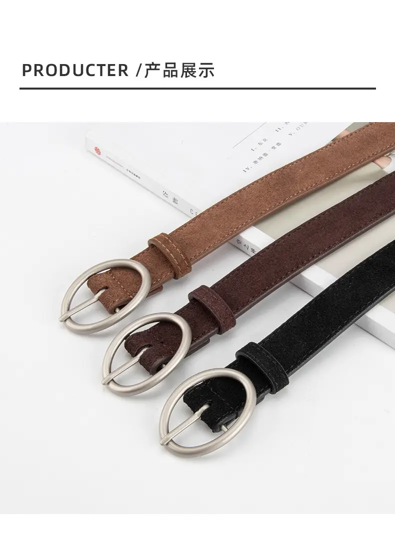 Women's Frosted Genuine Leather Belt Red — feature 9