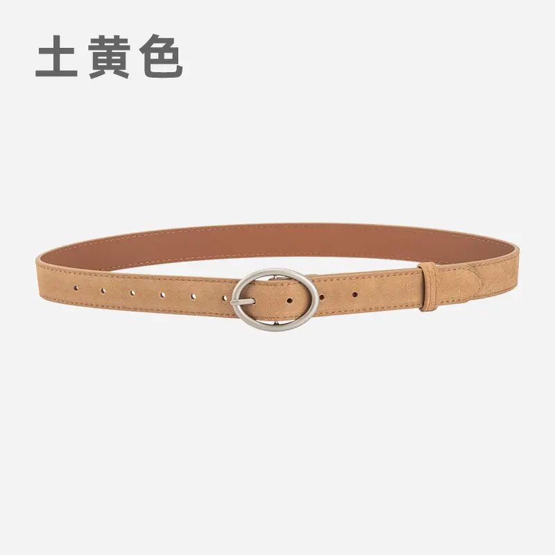 Women's Frosted Genuine Leather Belt Red - Image 10