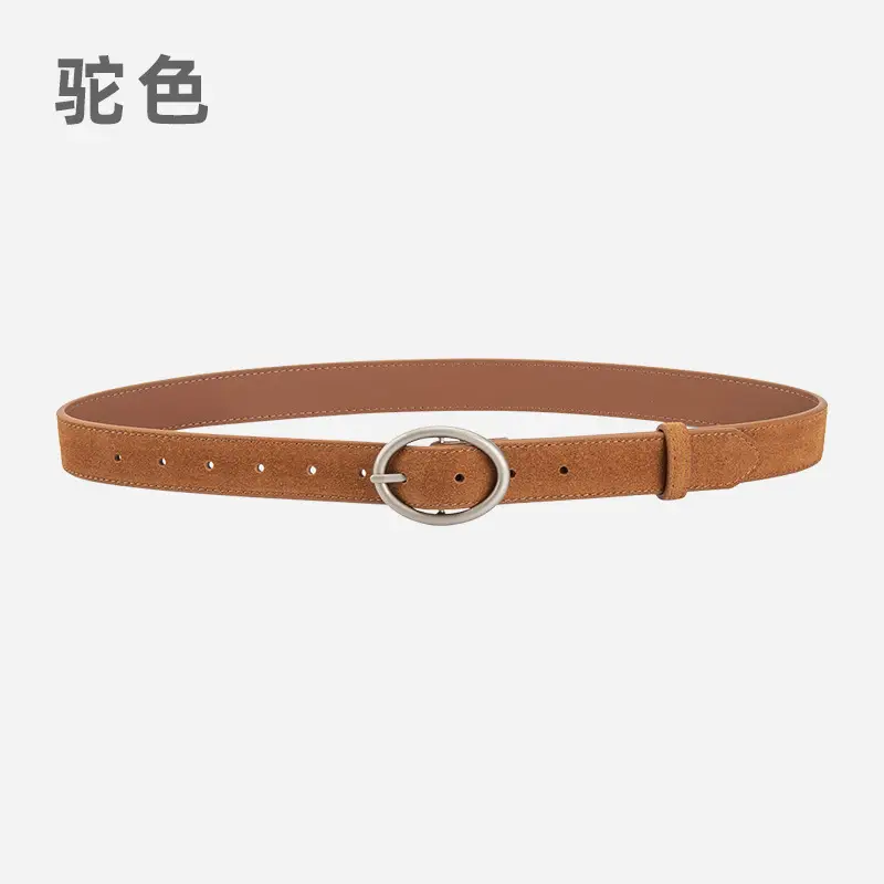 Women's Frosted Genuine Leather Belt Red - Image 11
