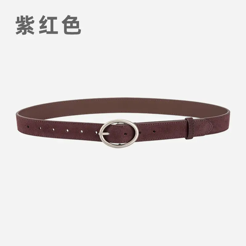Women's Frosted Genuine Leather Belt Red - Image 12