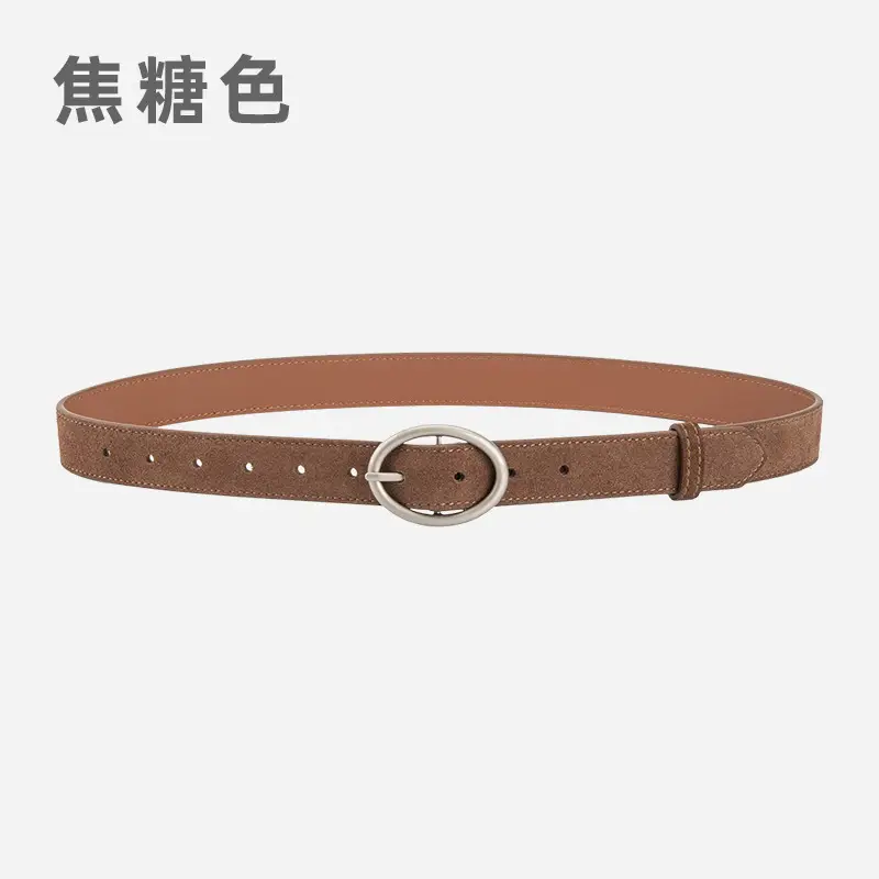 Women's Frosted Genuine Leather Belt Red - Image 4
