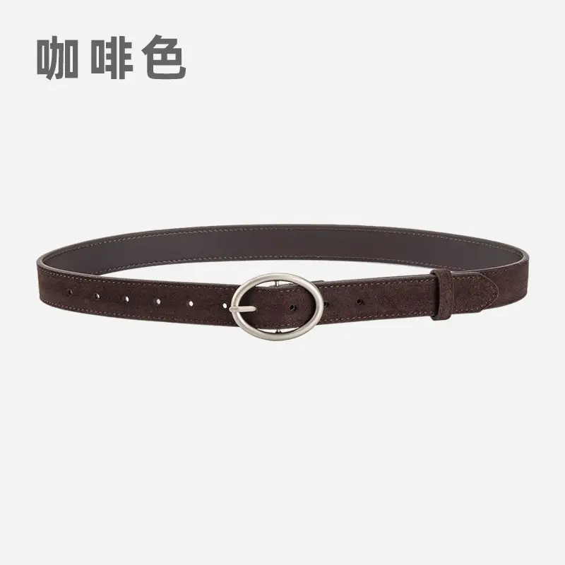 Women's Frosted Genuine Leather Belt Red - Image 5