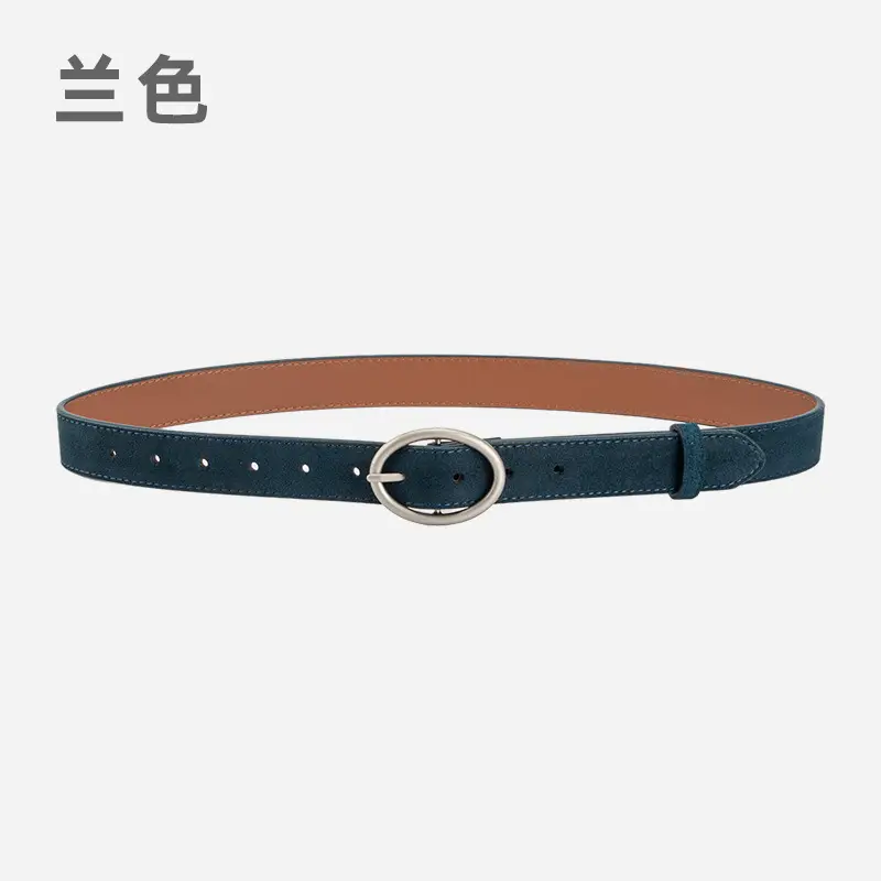 Women's Frosted Genuine Leather Belt Red - Image 6
