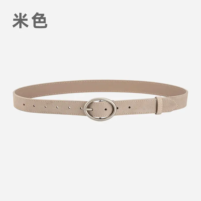 Women's Frosted Genuine Leather Belt Red - Image 7