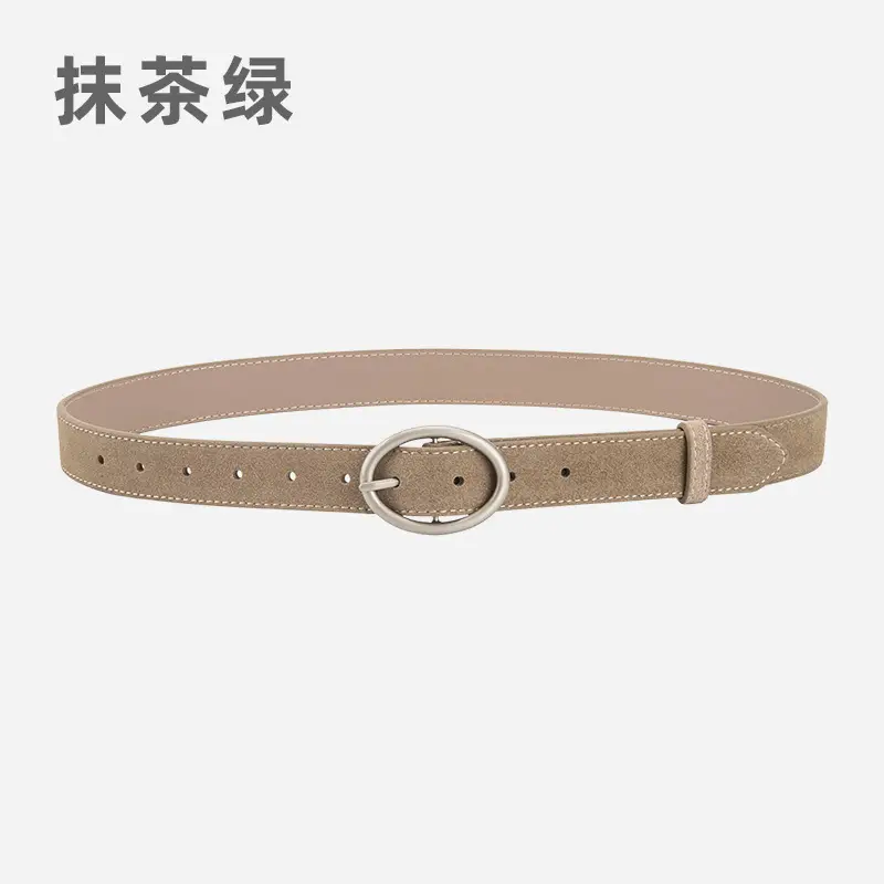 Women's Frosted Genuine Leather Belt Red - Image 8