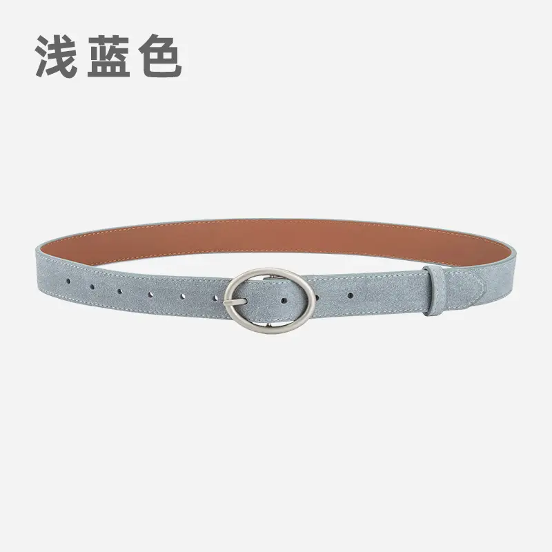 Women's Frosted Genuine Leather Belt Red - Image 9