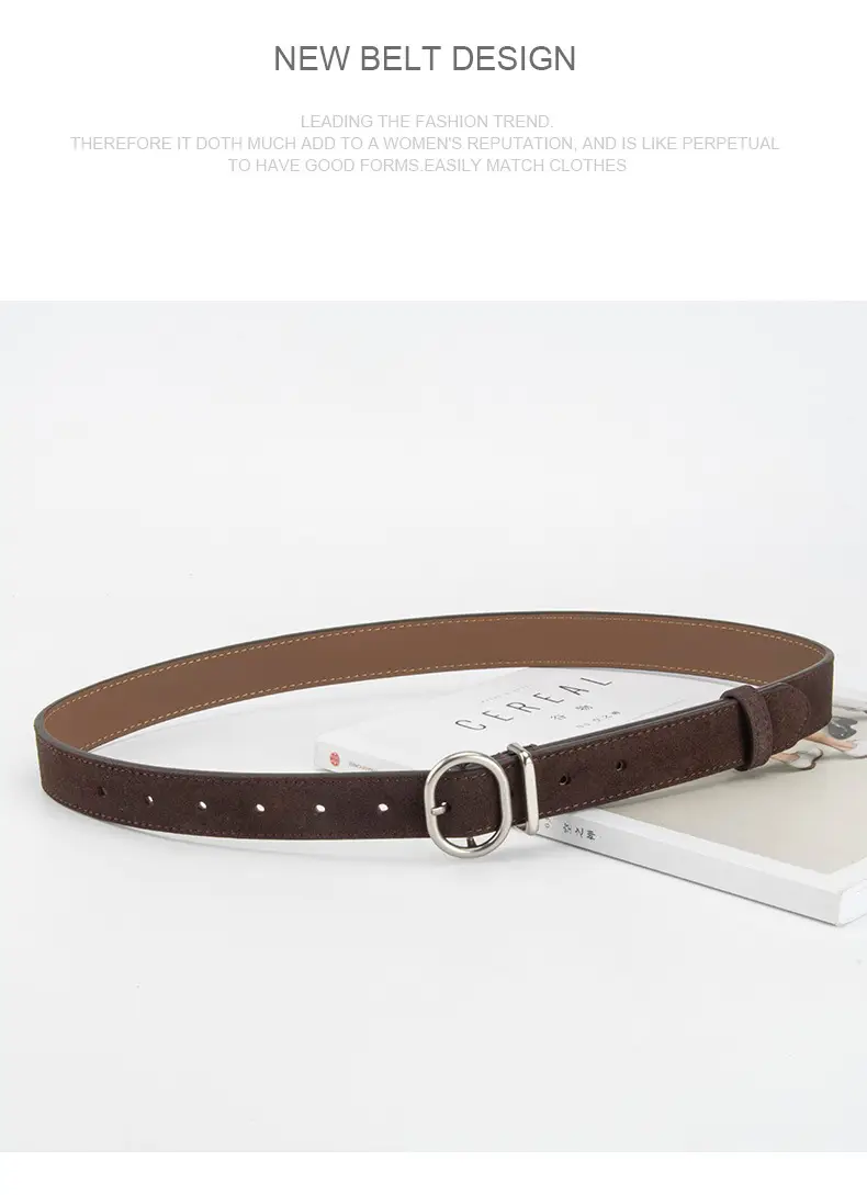 Vintage Women's Frosted Leather Belt with Pin Buckle — feature 10