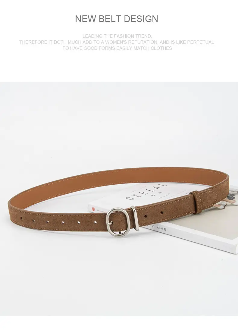 Vintage Women's Frosted Leather Belt with Pin Buckle — feature 11
