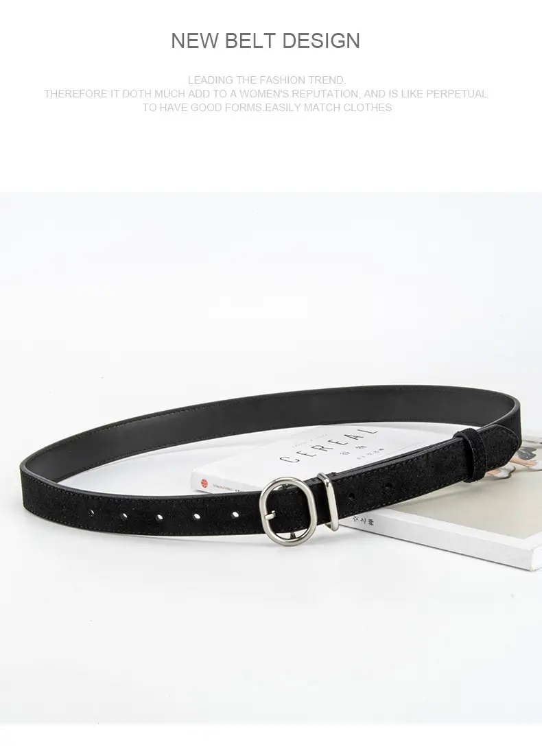 Vintage Women's Frosted Leather Belt with Pin Buckle — feature 12