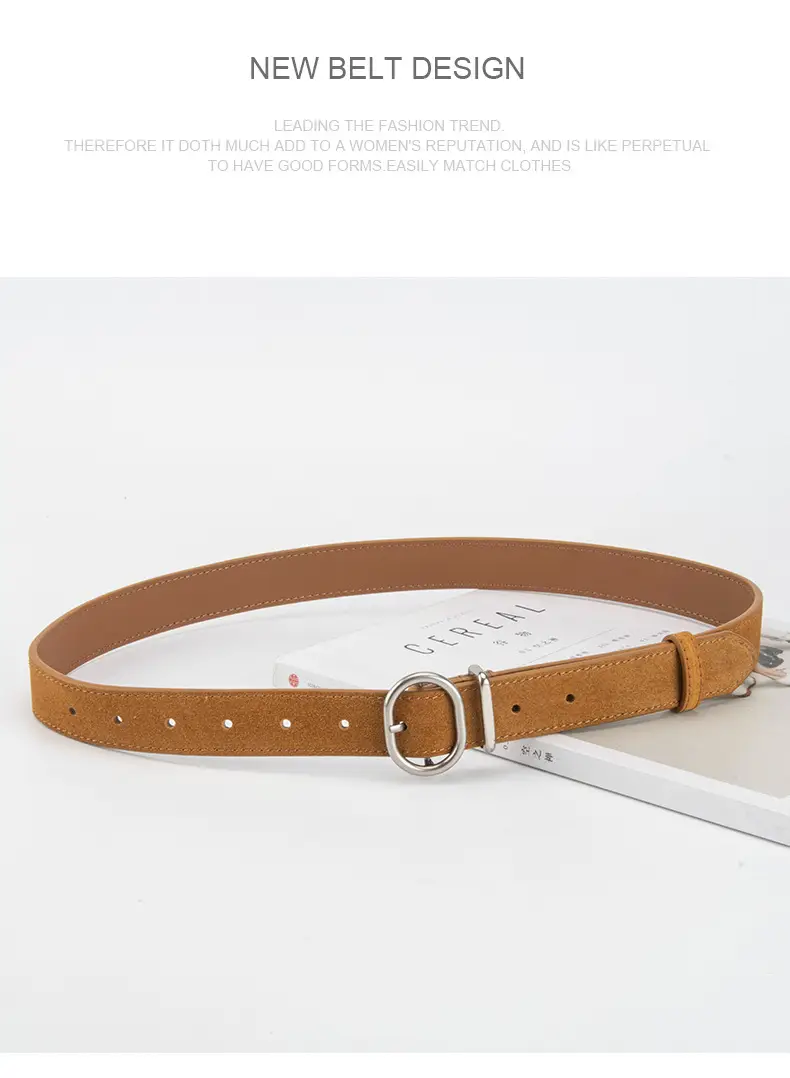 Vintage Women's Frosted Leather Belt with Pin Buckle — feature 13