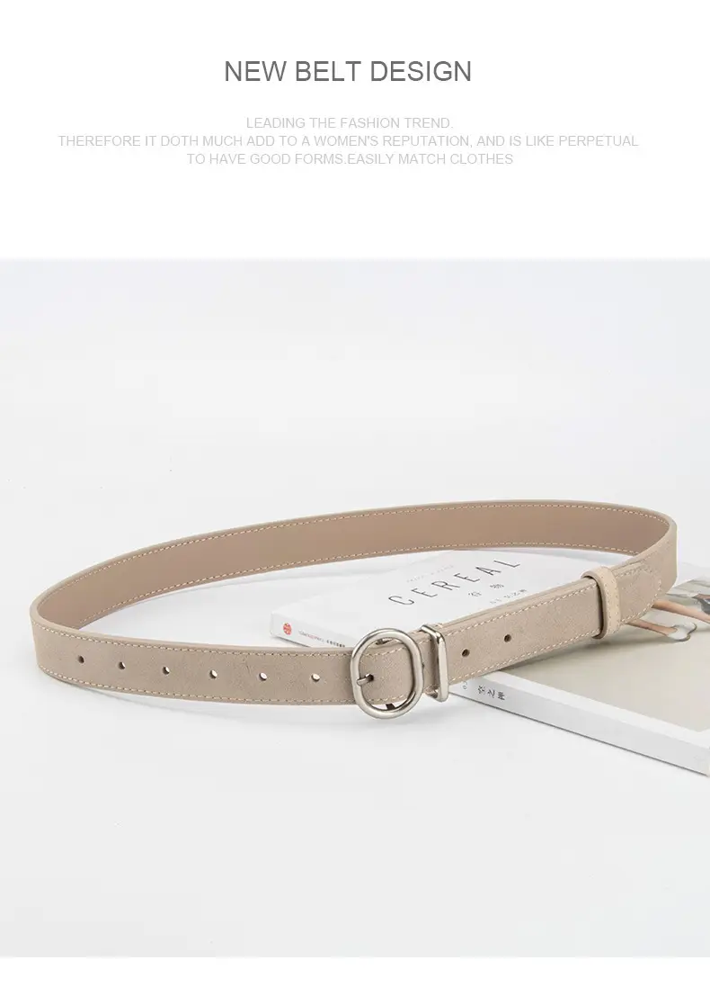 Vintage Women's Frosted Leather Belt with Pin Buckle — feature 14