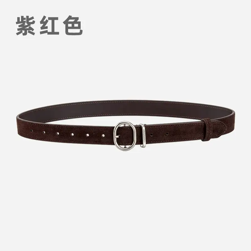 Vintage Women's Frosted Leather Belt with Pin Buckle - Image 11