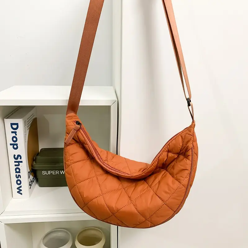 2024 Rhombic Shoulder Crossbody Bag Women Orange - Image 3