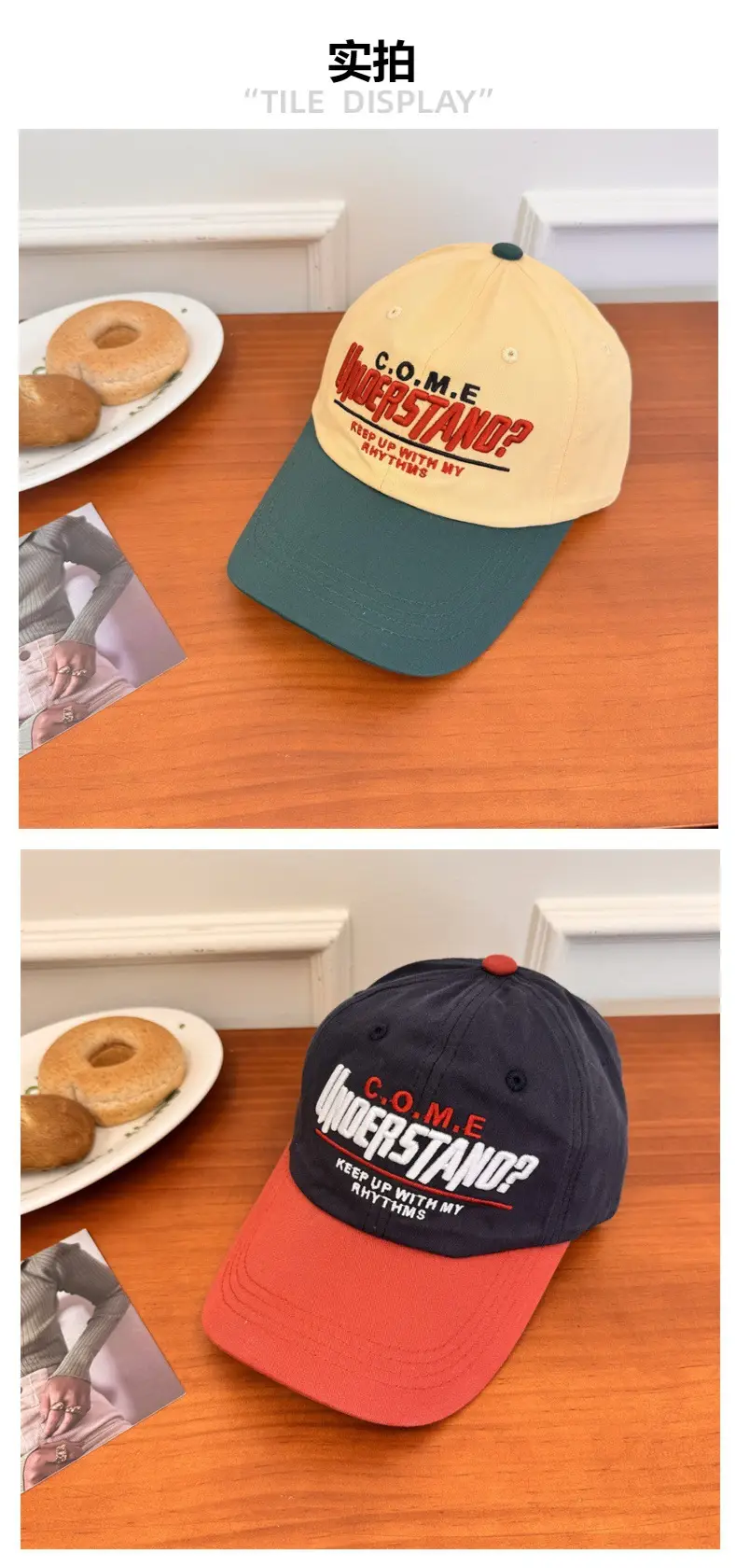 Women Baseball Cap with Bold Graphic Red Orange — feature 3