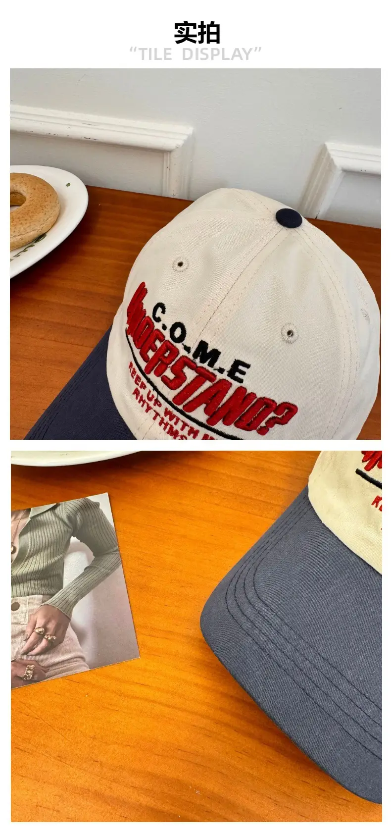 Women Baseball Cap with Bold Graphic Red Orange — feature 4