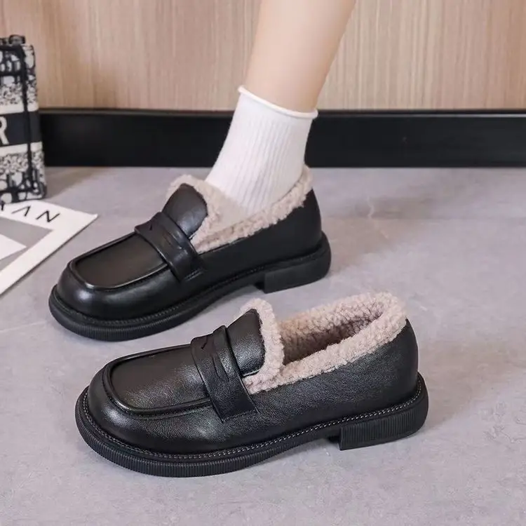 Women's Fleece Lined Warm Leather Loafers Winter — feature 7