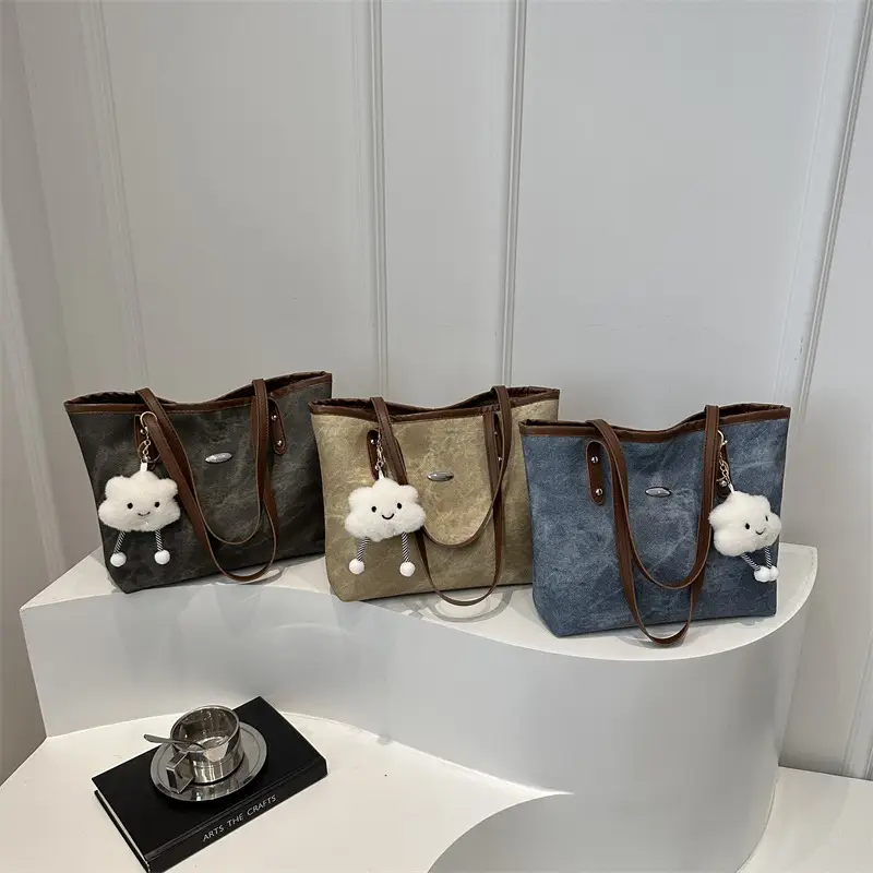 Blue Velvet Shoulder Bag for Women Large Capacity - Image 10