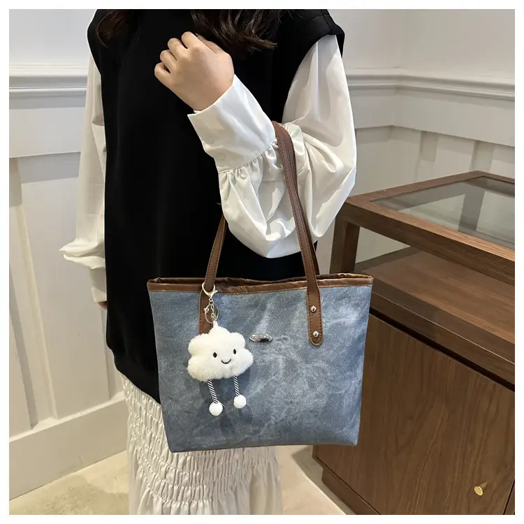 Blue Velvet Shoulder Bag for Women Large Capacity — feature 24