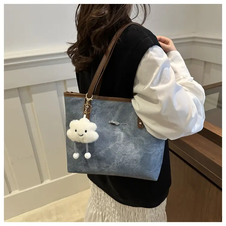 Blue Velvet Shoulder Bag for Women Large Capacity — feature 25