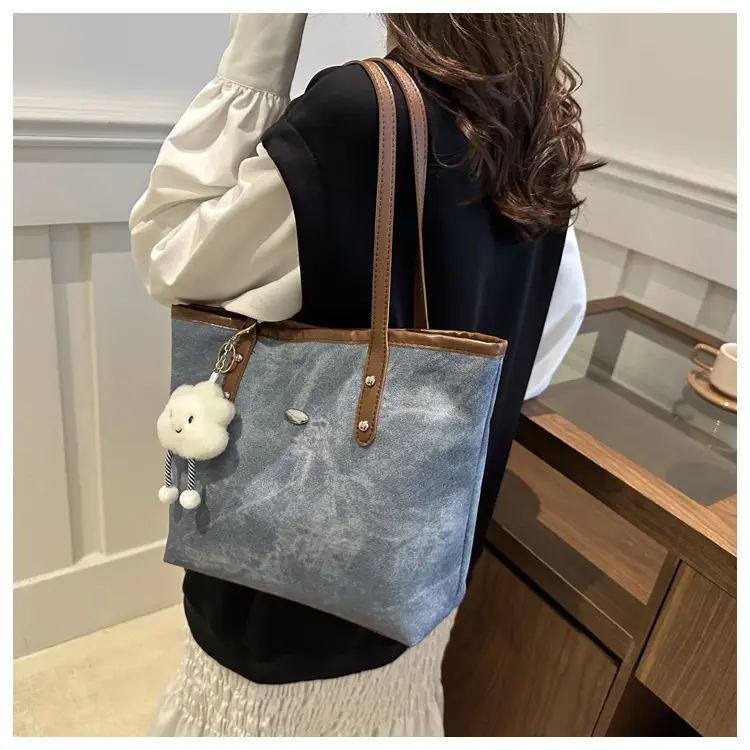 Blue Velvet Shoulder Bag for Women Large Capacity — feature 26