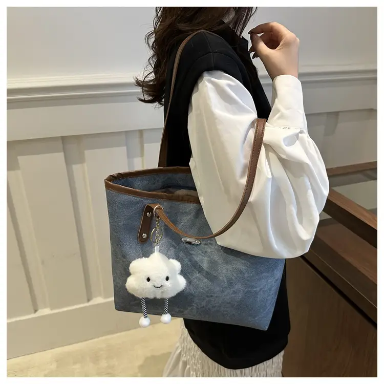 Blue Velvet Shoulder Bag for Women Large Capacity — feature 29