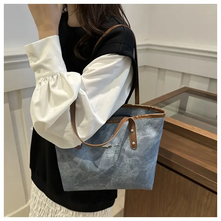 Blue Velvet Shoulder Bag for Women Large Capacity — feature 30