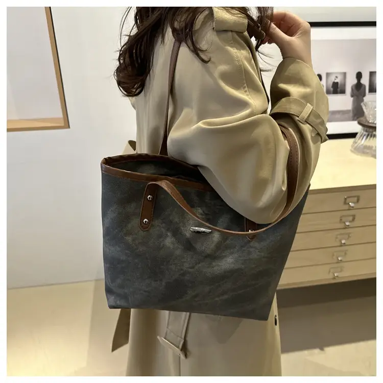 Blue Velvet Shoulder Bag for Women Large Capacity — feature 36